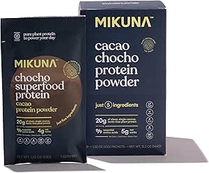 Mikuna Chocho Superfood Protein, Plant- baseret protein pulver, Rejsepakker - Vegan, Gluten Free, 3g Net Carbs eller mindre, og Bioavailable, Ikke-Isolere (8 Servere, Cacao)