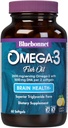 Bluebonnet Nutrition Omega-3 Brain Formel Natural Wild Caught Triglycerid Form DHA 860 mg EPA 120 mg - stærkt koncentreret Kognitiv Sundhed & Wellness Support - Gluten- Free - 60 Softgels