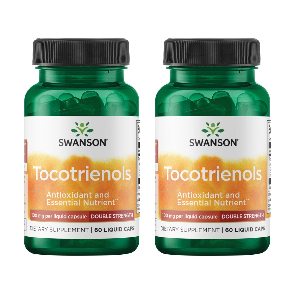 Swanson Double Strength Tocotrienoler - Antioxidant - (60 flydende kapsler, 100 mg hver) 2 pakning