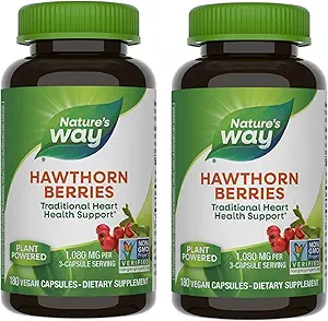 Nature 's Way Herbal Hawthorn Berries, Traditional Heart Health Support *, 180 Veganske kapsler (Packaging May Vary) - 2 Pack