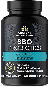 Ancient Nutrition Probiotika til immunforsvar, SBO En gang daglig Probiotika med C-vitamin og D-vitamin, 30Ct for sund fordøjelse og immunsystem Funktionssupport, 25 milliarder CFU *
