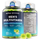 Methyleret multivitamin til mænd Gummies, BCAA aminosyrer, zink, Daglig vitamin A C D3 E K2 B Complex, Calcium, Magnesium, Lycopene, fordøjelsesenzymer - energi, immunforsvar, Muskelsukkerfri, Vegan, 60Cts