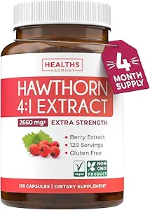 Super potent Hawthorn Berry Extract Kapsler - Hawthorn Berry supplement Lavet af ekstra styrke Koncentrat til støtte hjerte og fordøjelsessygdomme - Vegan Non- GMO & Gluten Free (4 måneder Tilgang)