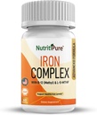 Jern Complex, Komplet blod bygning Jern Vegetariske kapsler med non- forstoppende Carbonyl Jern, Quatrefolisk, B12, B6 & C-vitamin, for kvinder og mænd (60 hætter)