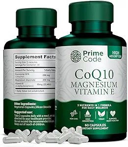 Prime Code [3 Buddha] CoQ10 250 mg med Magnesium Glycinat og E-vitamin 124; CoQ10 Kapsler 250mg
