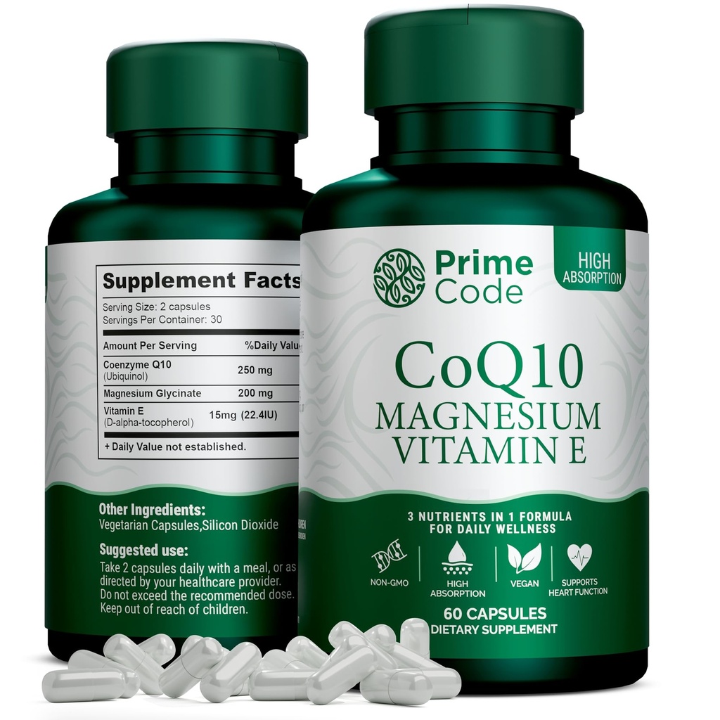 Prime Code [3 Buddha] CoQ10 250 mg med Magnesium Glycinat og E-vitamin 124; CoQ10 Kapsler 250mg