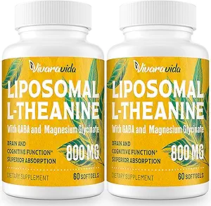 L- Theanin 800 mg tillæg med GABA og Magnesium Glycinat - Natural Compound, Sleep and Relaxation (120 Softgel)