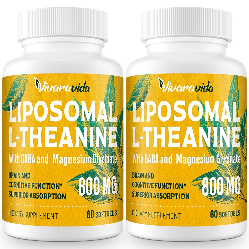 L- Theanin 800 mg tillæg med GABA og Magnesium Glycinat - Natural Compound, Sleep and Relaxation (120 Softgel)