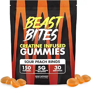 BEAST BITES - Creatin Infunded Gummies - 5g Creapure Creatine Monohydrat Per Serving - NSF Certified for Sport - 30 Servere