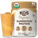 KOS Vegan Protein Powder, Chokolade Peanut Butter - Low Carb Pea Protein Blend, USDA Organic Superfood med vitaminer og mineraler - Keto, Soy, Dairy Free - Måltidserstatning for kvinder & mænd - 10 Servering