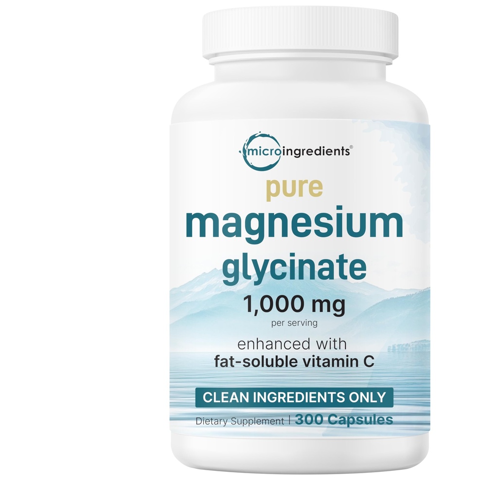 Pure Magnesium Glycinate 1. 000mg, 300 Kapsler; 124; 100% Chelated for Max Absorption; Support for Sleep, Muscle, Heart & Nerve Health; 124; Forbedret med C-vitamin; kun bruger aktive ingredienser