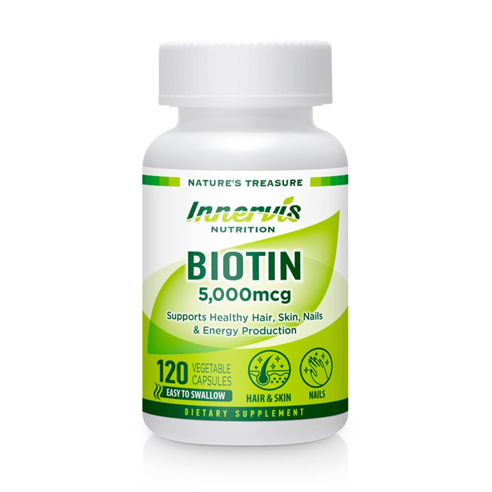 Høj potens Biotin 5000mcg - Understøtter hår, hud & negle sundhed, 120 Veggie kapsler