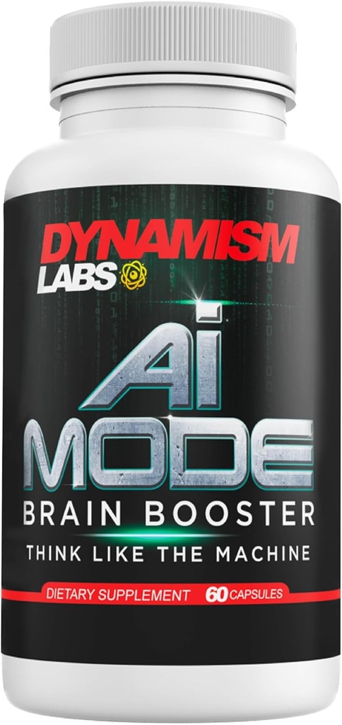 Dynamisme Labs AI Brain Booster Nootrop Supplement- 124; Forbedre hukommelse, fokus, Klarhed & Koncentration - 124; Reducer Træthed - 124; Ginkgo Biloba, Phosphatidylcholin, DMAE - 124; Fremstillet i USA (60 kapsler)