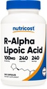 Nutricost R- Alpha Lipoic Acid 100 mg, 240 kapsler - Veggie Caps, Vegan, Non- GMO, Gluten Free
