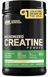 Optimum Nutrition Mikroniseret Creatin Monohydrat Pulver, Uden smag, 240 Servere, 1200 Bedste (Packaging May Vary)
