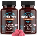 YUM- V 'S Calcium, Magnesium, Zink & Vitamin D Gummies, Cal Mag Chewable Supplement, Vegetarisk Kosher Halal Natural Raspberry Flavor Gummies for Voksne Kvinder & Mænd - 90 Greve (Pakke af 2)