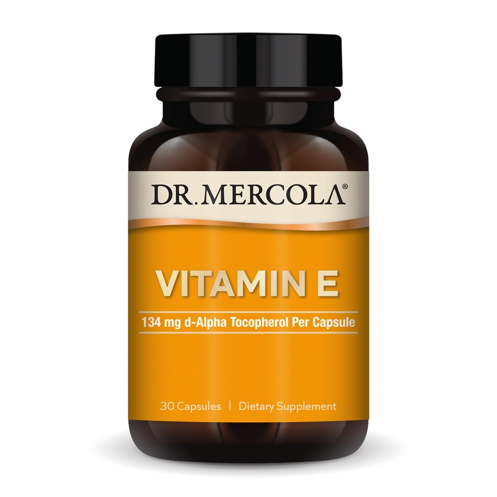 Dr. Mercola E-vitamin - understøtter sund hud & antioxidant status - tocopheroler og tocotrienoler Blend - Non-GMO, Gluten- Free & Soy- Free - 30 kapsler (30 Servere)