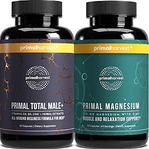 Primær høst i alt Mand + & Magnesium supplement Optimere mænds sundhed med målrettede næringsstoffer til Vitality & Recovery 2 Pack Bundle
