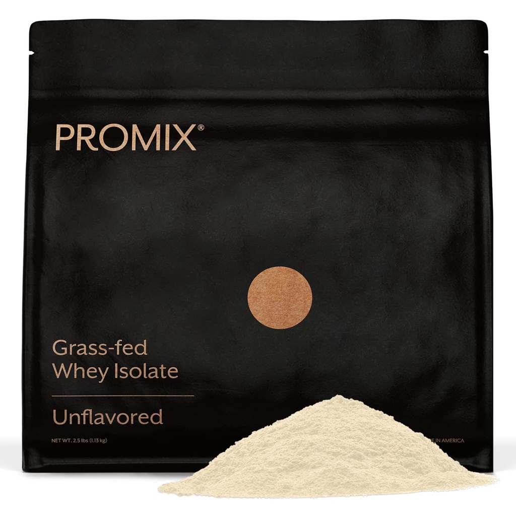ProMix Nutrition Whey Protein Isolate Powder, 30g Græs Fed Whey Isolate, 6,6g BCAA, Gluten Free, Keto Friendly, Unflavored - 2,5 Pund (Pack of 1)