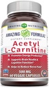 Amazing Formulas Acetyl L-Carnitine Hcl Veggie Dietary Supplement - 500 Mg, Veggie Capsules (Non GMO,Gluten Free) Per Bottle - Promotes Energy Production & Cognitive Function (60 Count)