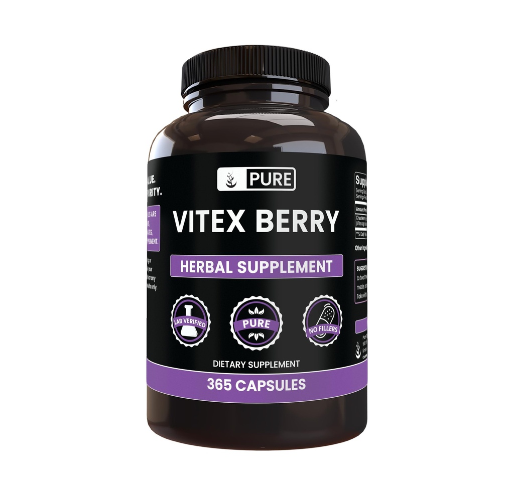 Pure Original Ingredienser Vitex Berry (Chasteberry) (365 Kapsler) Ingen Magnesium eller ris Fillers, Altid Pure, Lab Verified