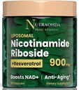 Liposomal Nicotinamid Riboside 900mg Resveratrol & Quercetin - NAD supplement Plus til anti- aging, cellulær energi & forbedre health- 80 kapsler