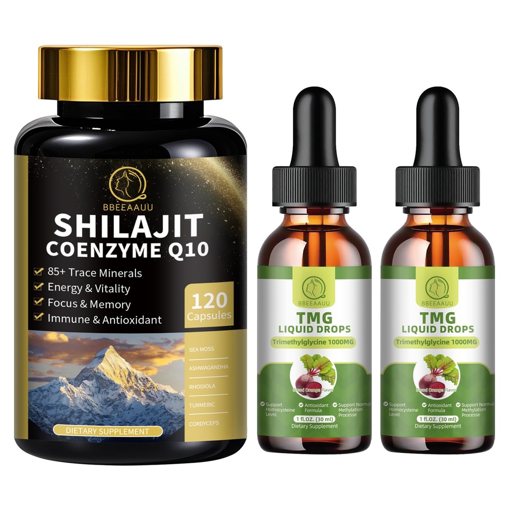 TMG (trimethylglycin) Supplement flydende dråber & Shilajit kapsler med Sea Moss