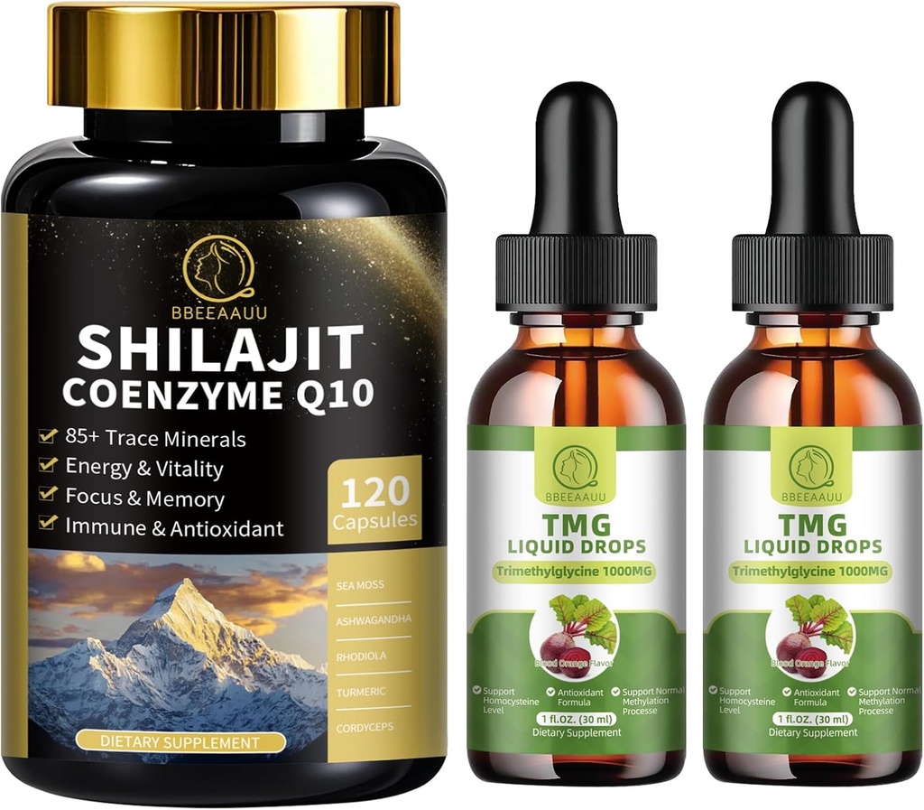 TMG (trimethylglycin) Supplement flydende dråber & Shilajit kapsler med Sea Moss