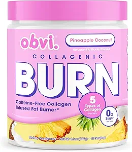 Obvi Collagenic Burn Powder Name 124; Multi- Collagen Peptid Blend med GBB, Ashwagandha & Green Coffee Beeg 124; Ananas Coconut, 25 Servere