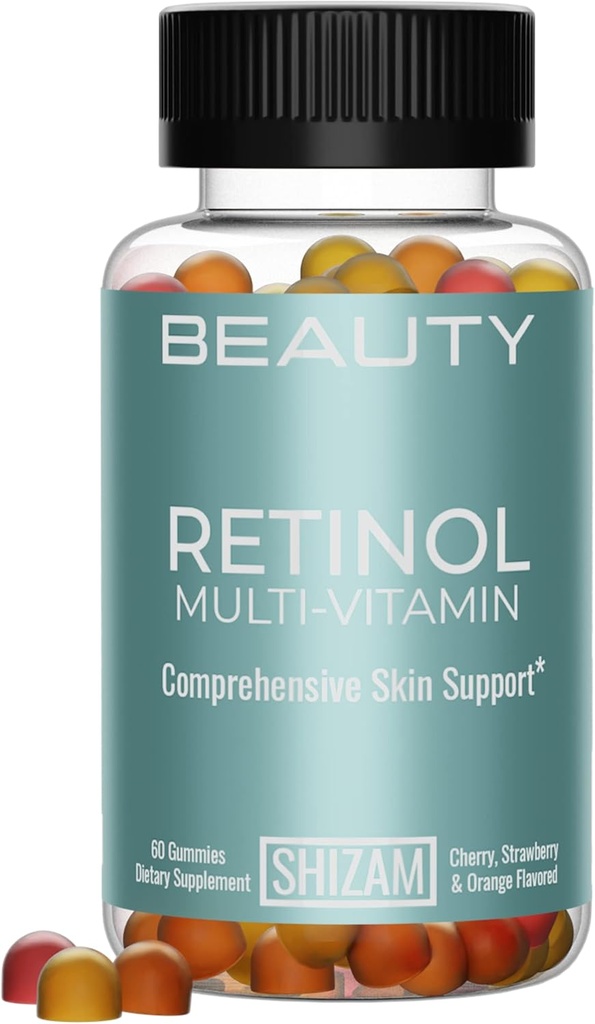 SHIZAM Retinol Vitamin A Gummies, Gummy Vitamin til klar komplikation & glødende hud: Anti- Aging Multi- Vitamin til kvinder: Collagen Booster: Piller / piller Capsule / kapsler Supplement / kosttilskud Alt