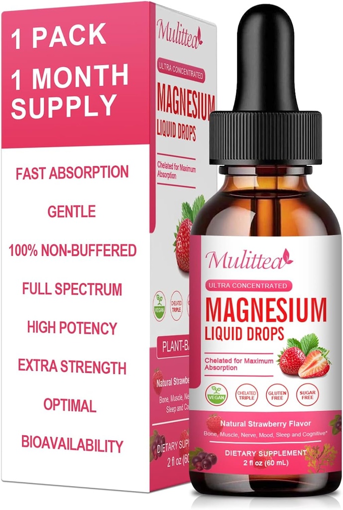 Magnesium Glycinat Flydende, høj potens Magnesium Glycinat, Citrat, Sukker fri Vegansk Non- GMO Complex Supplement Promoes Nerv, Afslapning, Muskel, Søvnstøtte *