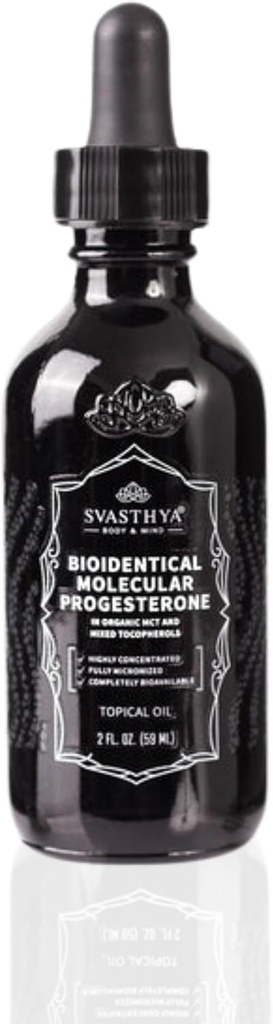 Svastya Body & Mind Molecular Progesteron Flydende - Hormonal Balancing Oil, Menopause Relief, Alle naturlige afledt fra mexicansk Yam - 5,5% Progesteron for kvinder Vitamin E Oil - 2 Fl Oz