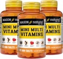 MASON NATURAL Mini Multi Vitamin, Vitaminer A, C, D3, E, B1, B2, B3, B6, B12, Folate og Calcium til total sundhed, 300 Day Supply