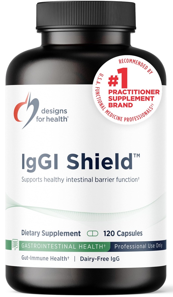 Design til sundhed IgGI Shield - Gut Health & immunforsvar pulver med Dairy- Free ImmunLin Immunoglobulin og NAG - Hjælp Bind & Fjern toksiner og Forstærkning af Intestinal Barrieren (120 kapsler)