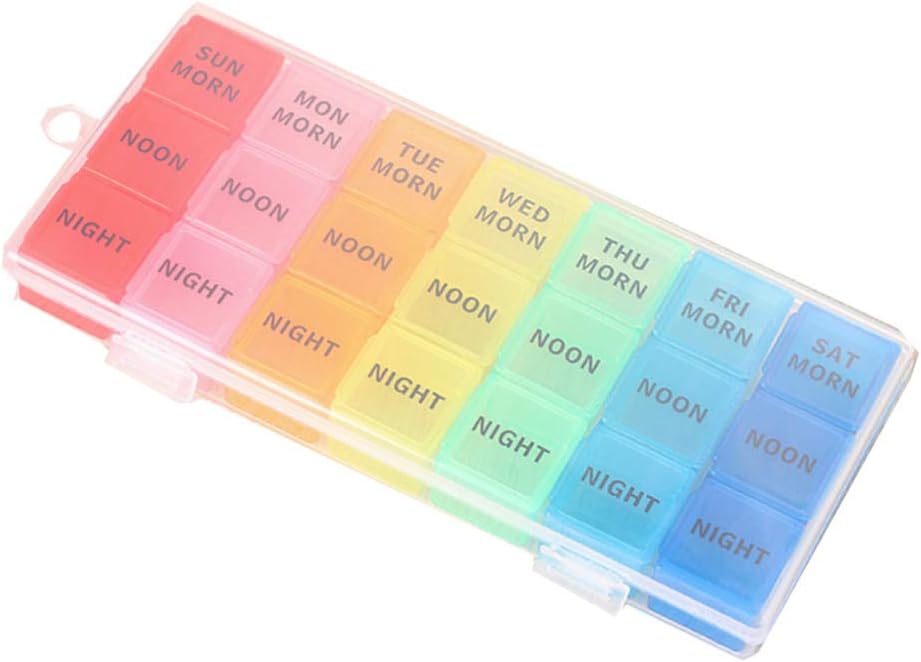 Pill Case Pill Clear Organizer Box Pill Organizer 7 Dag (3 gange om dagen) Ugentlig Pill Box 21 Slots Medicin Organizer med trykknap til medicinsk klar Container sag