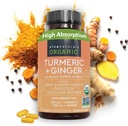 Viva Naturals Økologisk Gurkemeje og Ingefær Kosttilskud med Black Pepper Extract til Joint Support -1450 mg per Servering Tumerisk Gingefulde piller med 150 mg gurkemeje Standardiseret til 95% Curcuminoider