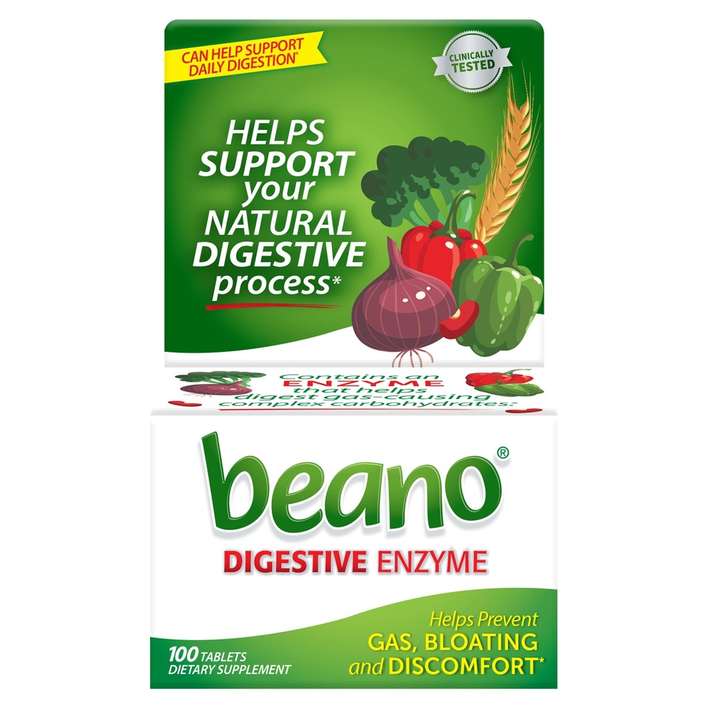 Beano Food Enzyme Kosttilskud - 100 ct, pakke med 2
