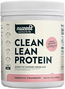 Nuzest Bethanys Pantry fordøjelsesstøtte Protein - Probiotika til fordøjelsessygdomme - Jordbær - Clean Lean Protein - Premium Vegan Pea Protein Powder - Plant Based - 20 Serveringer, 1.1 LB