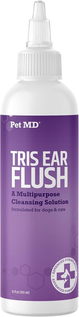 Pet MD Veterinary Tris Flush Cat & Dog Ear Cleaner - og infektion Behandling med Ketoconazol 12 oz
