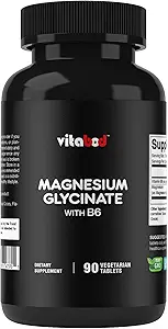 Magnesium Glycinat 1000 mg per servering giver 300 mg elementært magnesium - 90 vegetariske tabletter - Chelated Form - Understøtter muskler, led og hjerte sundhed *