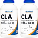 Nutricost CLA (konjugeret linolsyre) 2,400mg, 240 Softgels - Gluten Free, Non- GMO, 800mg Per Softgel (2 flasker)