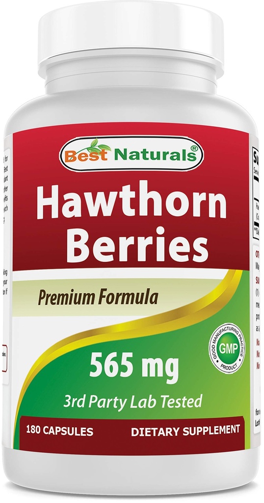 Bedste Naturals Hawthorn Berry 565 mg 180 kapsler (180 greve (pakning med 1))