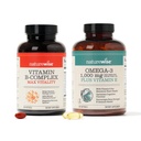 NatureWise vitamin B Complex 360 Softgels & Omega 3 Fish Oil 180 kt for energi, hjerte, hjerne, immunforsvar og Vision Support