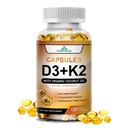 Høj potens D3 5000 IE + K2 - Vegan, ikke-GMO, med Organic Coconut Oil for Better Absorption - Bone & Heart Support - 60- Day Supply, 120 Softgels