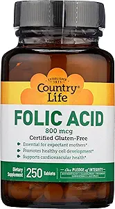 Country Life - folinsyre 800 mcg - 250 tabletter