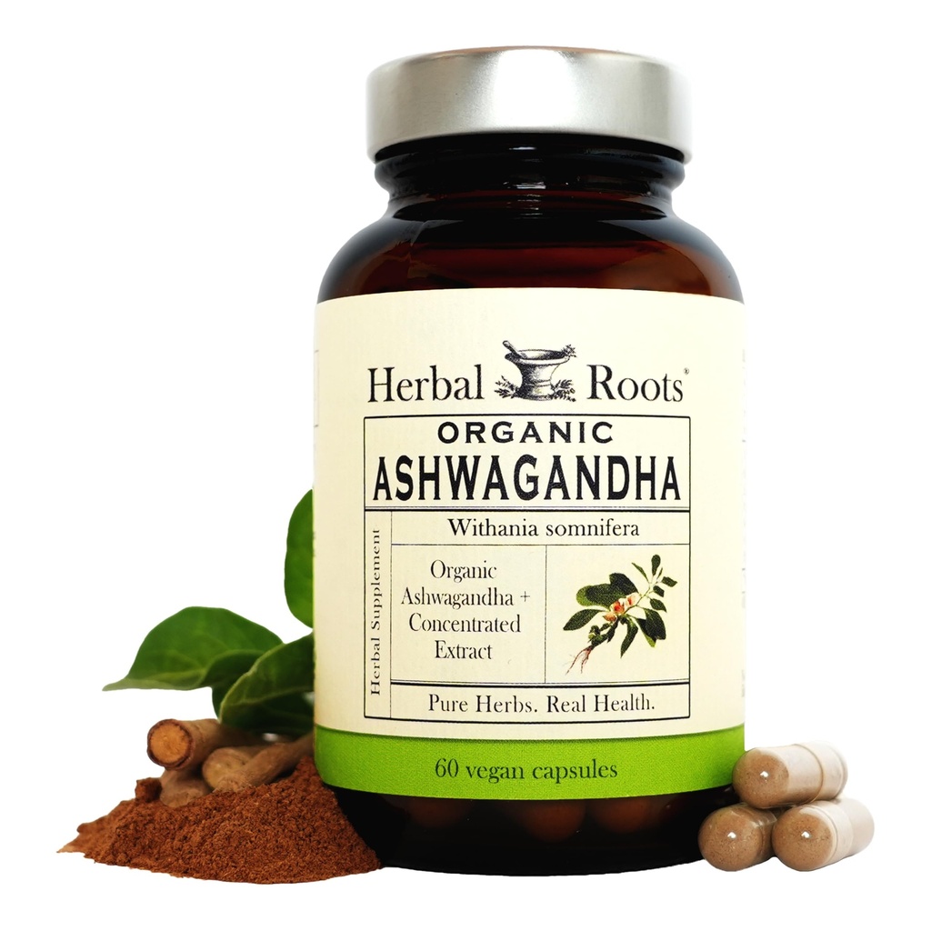 Herbal Roots Ashwagandha Capsules against 124; Extra Strength 1.000mg per Serving against 124; Ayurvedic for total sundhed for mænd og kvinder