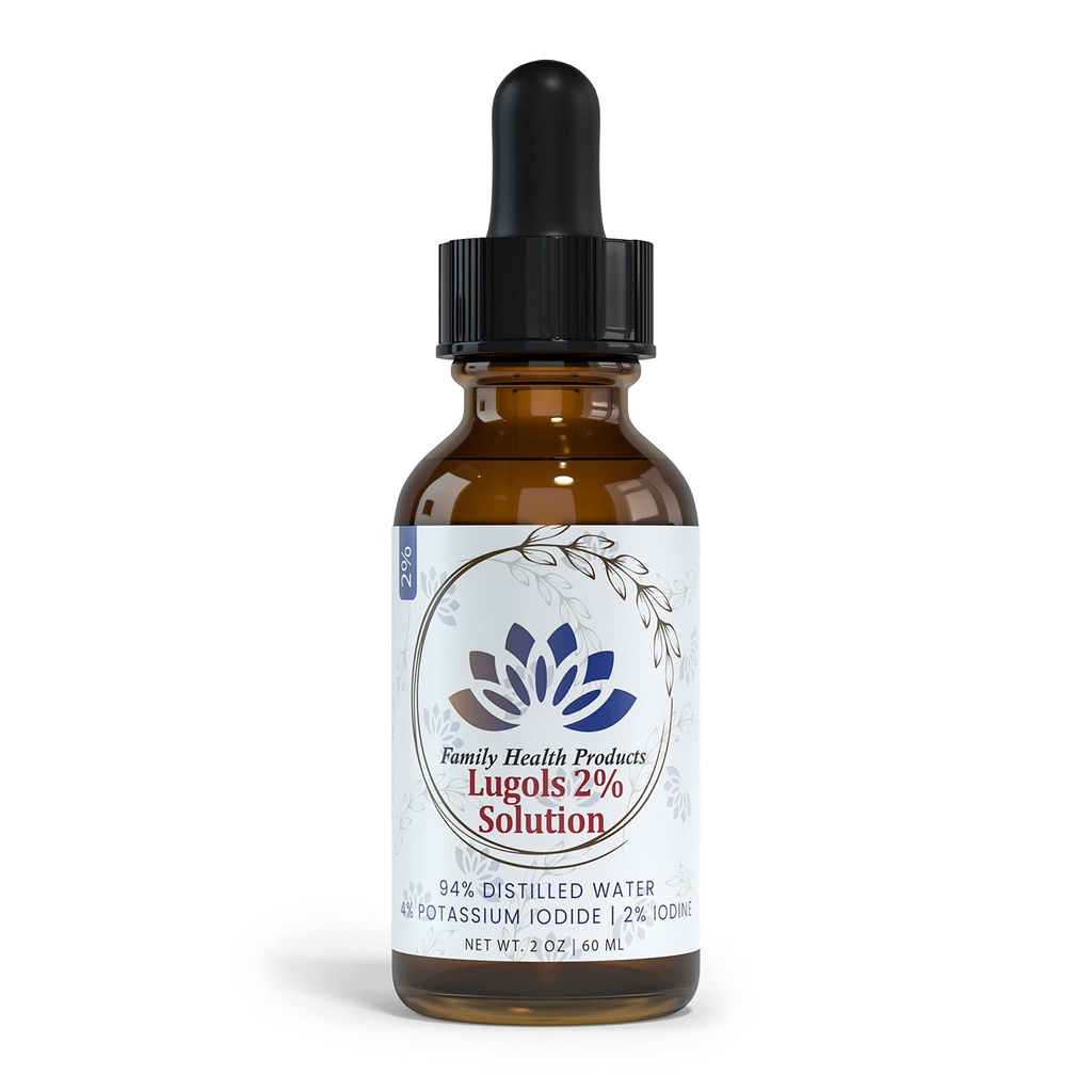 Familie Health Products- Lugols Jod Solution 2% Jod Drops Kalium Iodide Solution 2% Flydende Drops, Rød, Pakning med 1