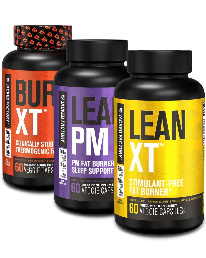 Burn- XT Thermogen Fat Burner, Lean PM Nighttime Fat Burner & Sleep Aid, Lean- XT Koffein Free Fat Burner