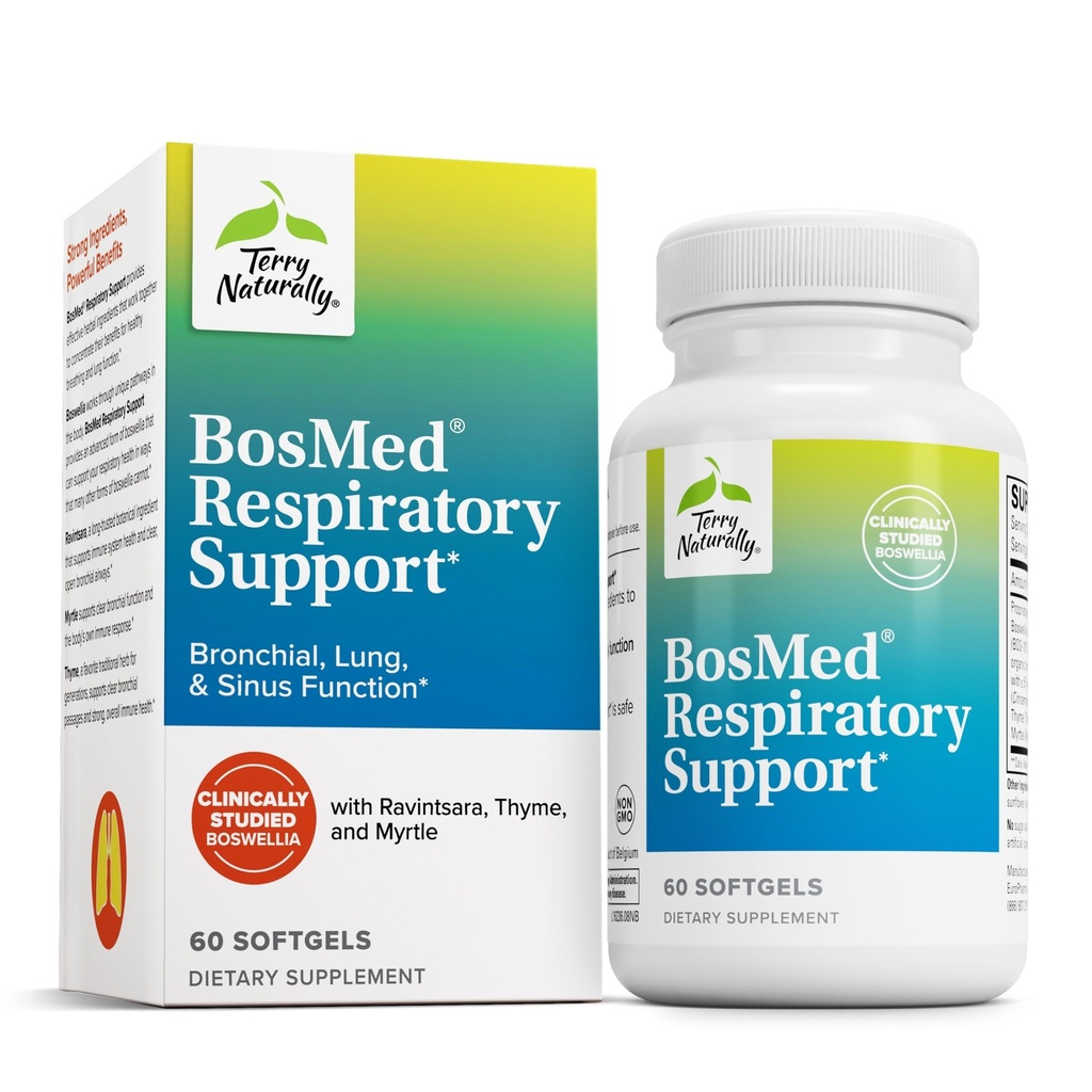 Terry naturligt Bosmed Respiratory Support - Respiratory Support Supplement - Urtetilskud for Lung Support - Sund Lung Supplement for Clear Bronchial Passages - 60 Softgels