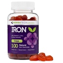Jern gummier til voksne og børn, Chewable Multivitamin Supplement med jern, C-vitamin, A, B, zink, folsyre, og biotin (Grape Flavored) Vegansk Safe, Lavet i USA fra HERBATECH